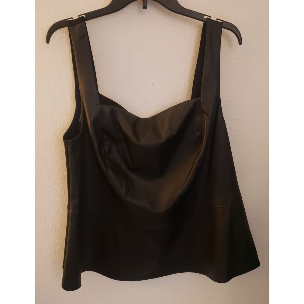 Bar iii Black Faux Leather Peplum Hem Sleeveless CorsetTop Size 2x NWT